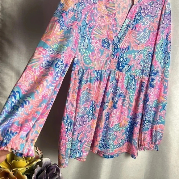 Lilly Pulitzer WIONA  top XS,ocean scene,colorful all over print,coastal,EC - Picture 7 of 11